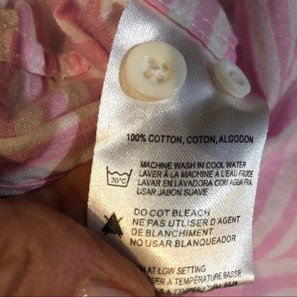 Heritage Sz M Pink White Classic Stripe Slim Fit Button Down Shirt - Picture 6 of 9